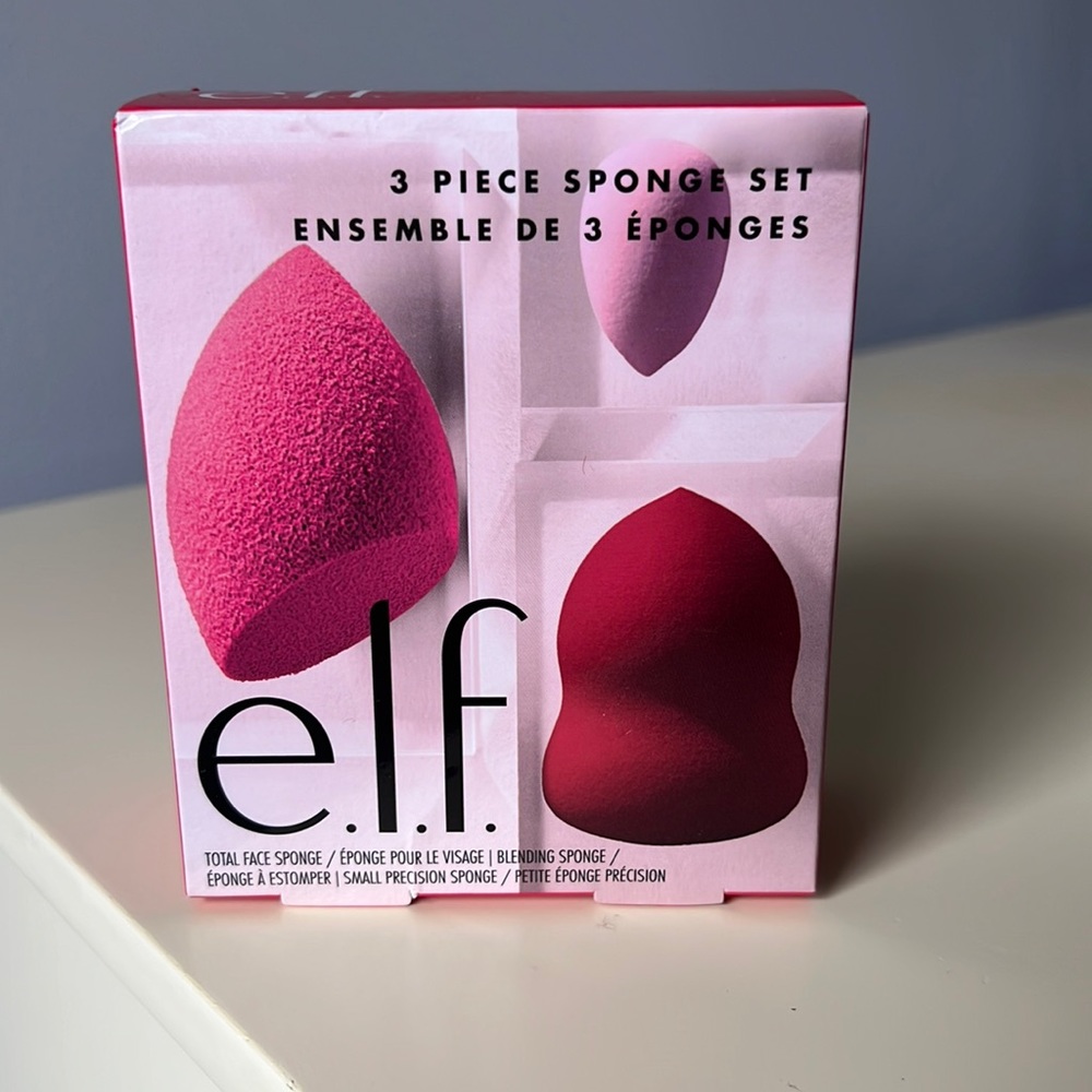 Brand New! e l f 3 piece multi sided sponge with angled sides